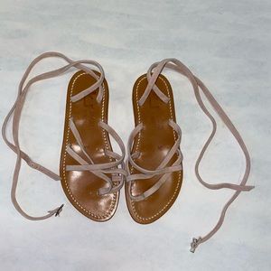 Pink/Nude Suede Lace up Sandal